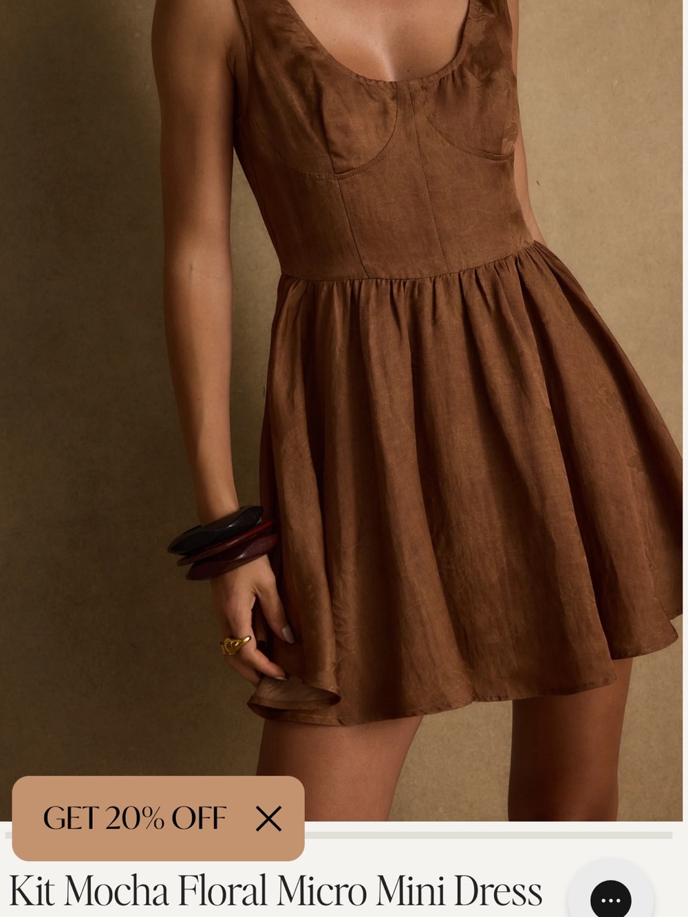 12th Tribe Copper-Brown Suede-Look Sleeveless Dress - Picture 3 of 3